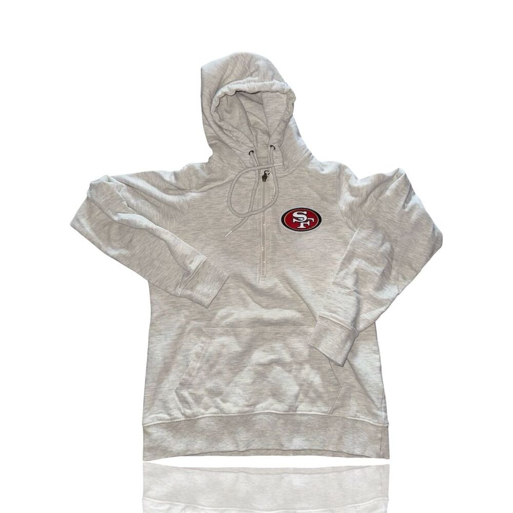 Antigua San Francisco 49ers Womens Gray Half-Zip Pullover Hoodie S